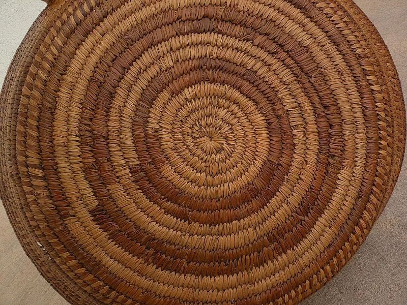 Hand made woven basket origin possibly West Africa