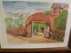 Northern New Mexico art original signed contemporary watercolor of iconic Santuario de Chimayo