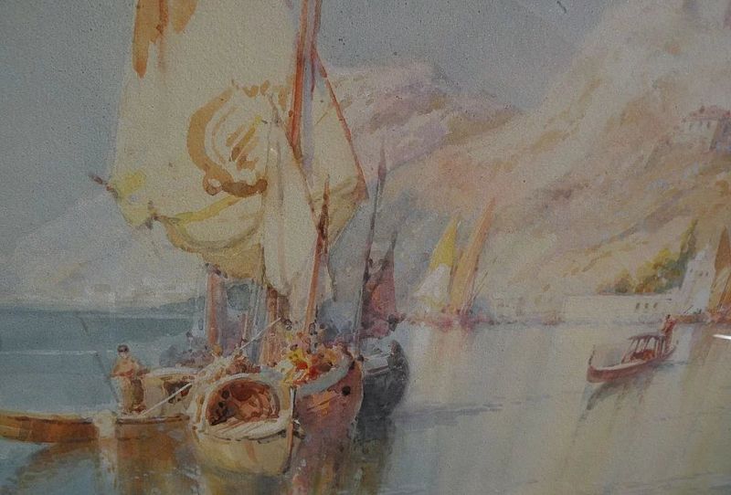 WILFRED KNOX (1884-1966) well listed English marine artist luminous Italian coastal scene