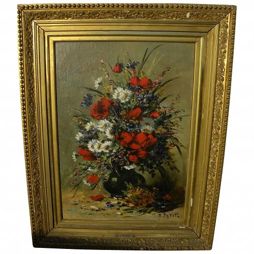 EUGENE PETIT (1839-1886) fine nineteenth century floral still life painting by noted French artist