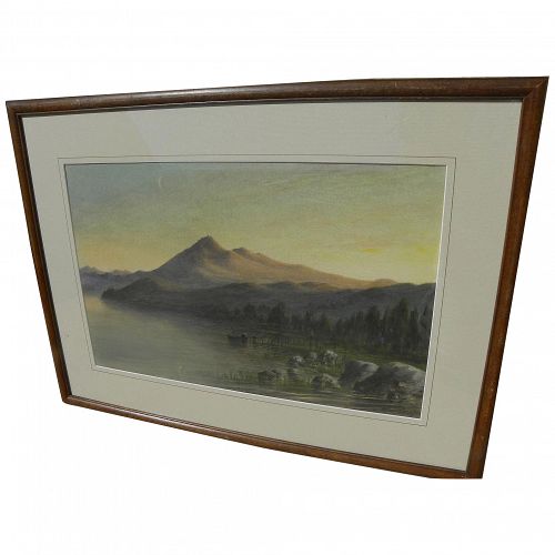 ALFRED FARNSWORTH (1858-1908) early California art fine watercolor painting of Mt. Tamalpais near San Francisco by well listed artist