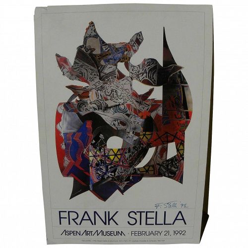 FRANK STELLA (1936-) hand signed poster for 1992 Aspen Art Museum exhibition