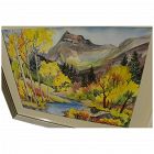 FLORA DAVIS FISHER  (1891-1984) listed Utah art beautiful watercolor painting high mountains in autumn colors