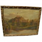 English circa 1850 landscape painting with figures