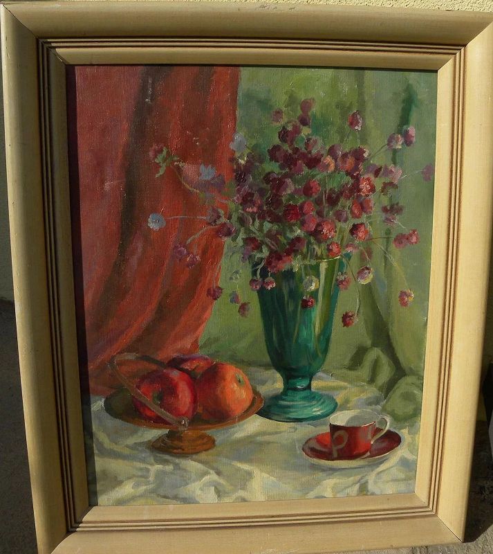 American impressionist still life painting circa 1950 signed Sprague