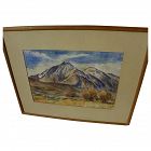EINAR HANSEN (1884-1965) watercolor painting of high mountain peak by listed California artist