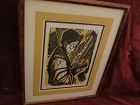IRVING AMEN (1918-2011) original limited edition pencil signed woodblock print by noted Jewish American artist