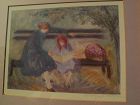 BARBARA A. WOOD (20th century California) pencil signed print of mother and child on a park bench