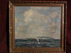 FREDERIC TELLANDER (1878-1977) large coastal marine seascape painting by well listed Midwestern artist and illustrator
