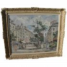 French art Paris mid 20th century impressionist street scene painting by listed artist V. GERNON