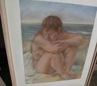 LOU KOHL-MORGAN (1942-) exquisite original large pastel drawing of a nude by accomplished gallery artist