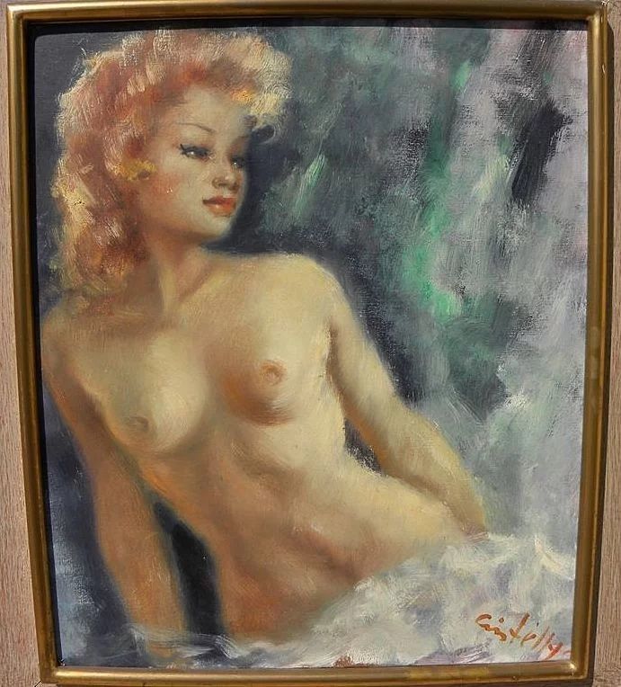 ANNE CINTELLYS impressionist painting attractive young nude woman style of Jean Gabriel Domergue