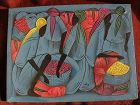 Haitian Art colorful signed naive folk art painting