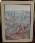 Original contemporary signed Grand Canyon large watercolor painting