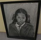 Southwest art original charcoal drawing of a young girl possibly from New Mexico or Arizona