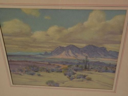 RAYMOND NOTT (1888-1948) California plein air impressionist art desert pastel drawing