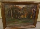 Vintage California plein air landscape painting in beautiful vintage frame from estate of listed artist EMILIO LANZI (1884-1965)