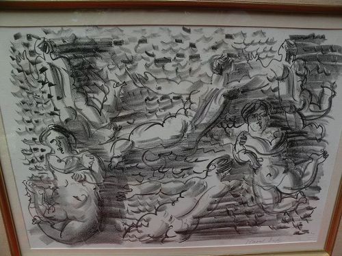RAOUL DUFY (1877-1953) "Six Baigneuses" circa 1925 original lithograph print pencil signed by the artist