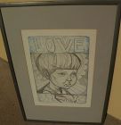 IRVING AMEN (1918-2011) pencil signed etching and aquatint print titled "Love and Peace"