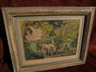 Currier and Ives 1867 lithograph large folioprint "Horses at the Ford"
