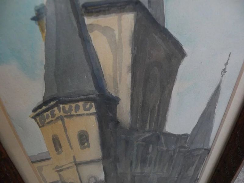 New Orleans Louisiana art watercolor painting of St. Louis Cathedral in the French Quarter