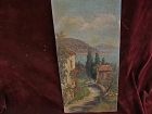 Impressionist painting of houses on a Mediterranean coast possibly Italy