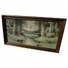 ELBRIDGE J. FENN (1857-1934) nicely framed vintage watercolor landscape painting of woodland creek by listed New York artist