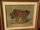 Impressionist European floral still life painting dated 1946