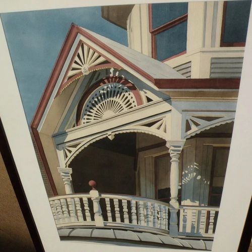 JAY RATHER 20th century American art fine detail realism architectural watercolor painting