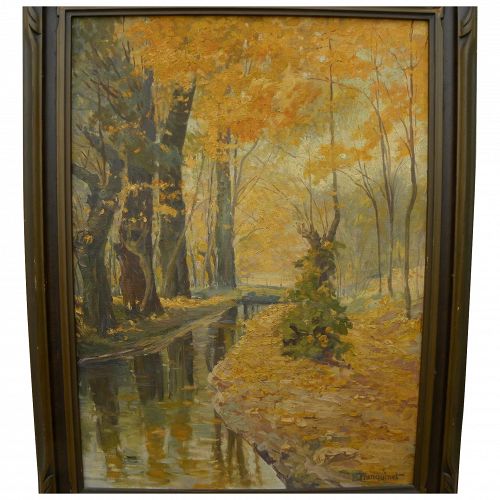 EUGENE PIERRE FRANQUINET (1875-1940) California plein air impressionist autumn landscape painting