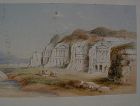 Early 19th century Orientalist art watercolor painting ancient temples