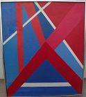 Colorful mid century modern signed abstract painting 1972