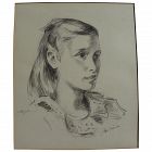 JOHN FOLINSBEE (1892-1972) pencil or charcoal portrait drawing of young girl by major New Hope School artist