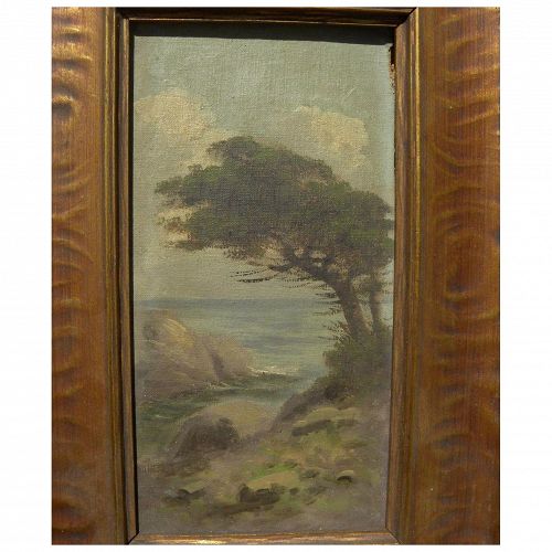 RICHARD DETREVILLE (1864-1929) small coastal landscape oil painting by Northern California artist