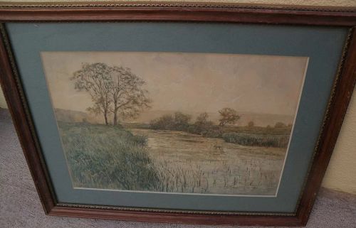 ERWIN STARKER (1872-1938) signed watercolor landscape painting by listed German artist