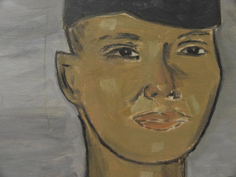 Indonesian art oil on panel painting of a man