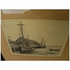 MORGAN DENNIS (1892-1960) original pencil signed Provincetown etching by artist illustrator well known for dog art