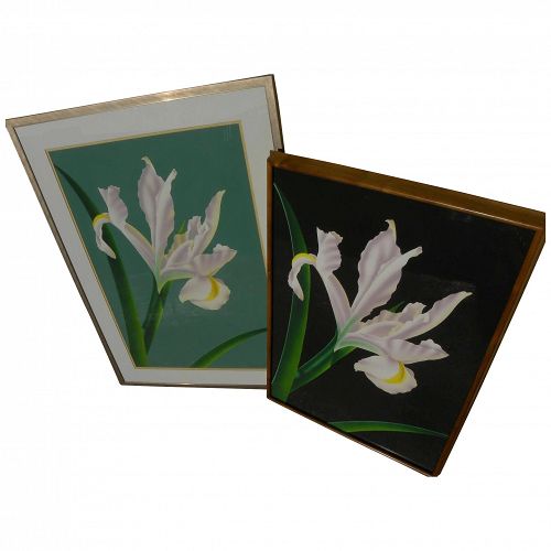 BRIAN DAVIS (1946-) **pair** pencil signed limited edition pochoir floral prints