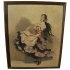 CESAR VILOT vintage Spanish art flamenca dancer painting signed