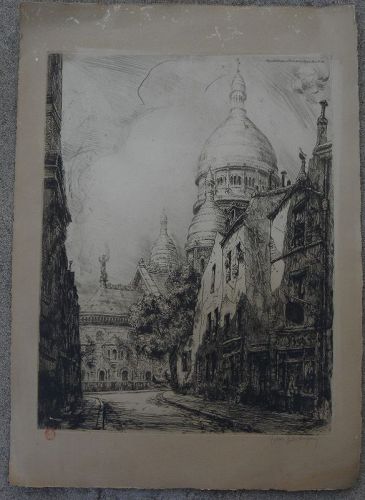 JEAN-JULES DUFOUR (1889-1973) Paris etching Montmartre