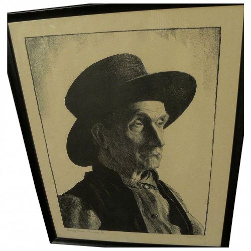 PETER HURD (1904-1984) pencil signed limited edition 1936 lithograph "Pennsylvania Quaker"