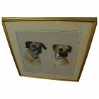 Signed English pastel portraits of beloved dogs dated 1988