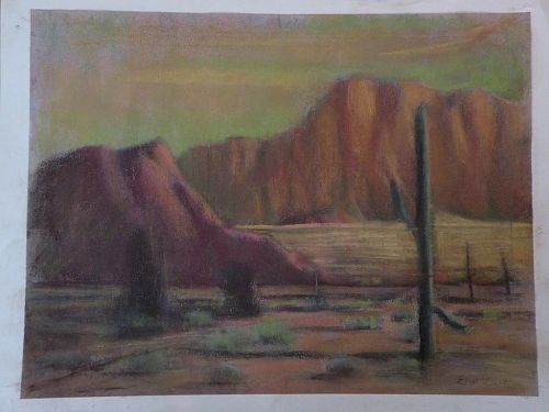 ELIOT CLARK (1883-1980) American art Arizona landscape pastel drawing