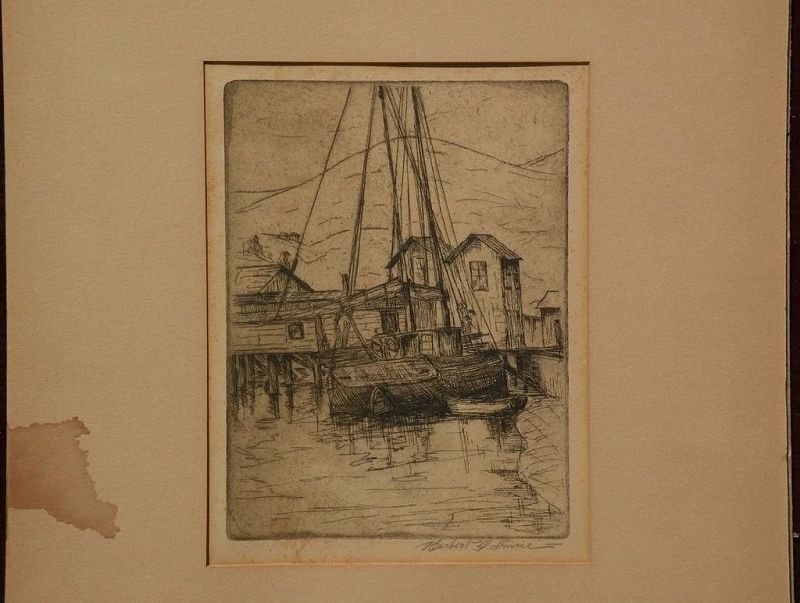 Northern California art pencil signed waterfront etching listed artist HERBERT IMRIE (1885-1976)