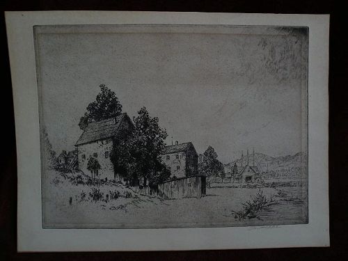 HORACE DEVITT WELSH (1888-1942) American art eastern landscape pencil signed etching
