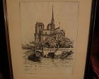 CAROLINE ARMINGTON (1875-1939) pencil signed original limited edition etching of Notre Dame cathedral in Paris