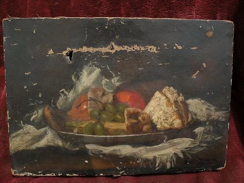 BERTHA LUCE EMERY (1873-1957) early California art still life painting needs restoration