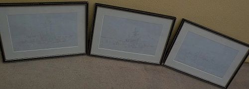 WILLIAM CALLOW (1812-1908) English 19th century art **three** fine pencil drawings of coastal shipping dated mid 1860's by important artist