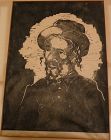 Judaica finely executed pencil signed numbered woodblock print of religious Jewish man