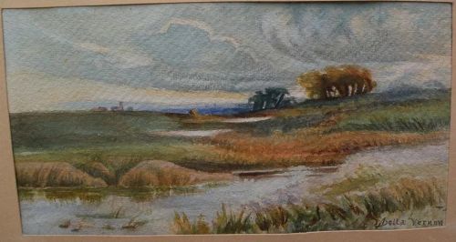 DELLA VERNON (1876-1962) California art vintage watercolor landscape painting